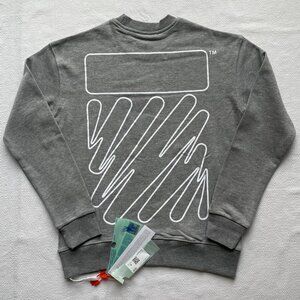SMALL OFF-WHITE MEN'S CREWNECK GRAY COTTON SWEATERS